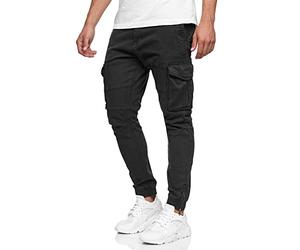 Indicode Hommes Alex Cargo Pants | Pantalon Cargo en Coton avec 6 Poches Black XXL