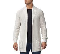 Indicode Hommes Anaheim Cardigan | Gilet avec 2 Poches plaquées Ecru Mix L