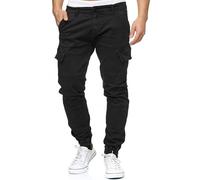 Indicode Hommes August Cargo Pants | Pantalon Cargo en Coton avec 6 Poches Black 3XL