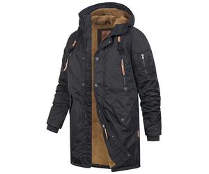 Indicode Hommes Bardsley Coat | Manteau homme avec patte de boutonnage invisible Black S