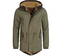 Indicode Hommes Barge Winter Jacket | Veste d'hiver avec capuche et doublure teddy Army S
