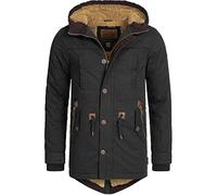 Indicode Hommes Barge Winter Jacket | Veste d'hiver avec capuche et doublure teddy Black S