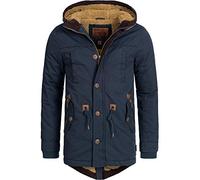Indicode Hommes Barge Winter Jacket | Veste d'hiver avec capuche et doublure teddy Navy S