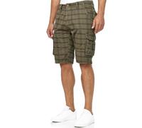 Indicode Hommes Blixt Cargo Shorts | Pantalon Court Cargo avec 6 Poches et Ceinture Army Check M