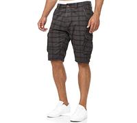 Indicode Hommes Blixt Cargo Shorts | Pantalon Court Cargo avec 6 Poches et Ceinture Raven Check M