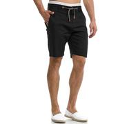 Indicode Hommes Bowmanville Shorts | Pantalon Court en Lin et Coton Black M