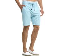 Indicode Hommes Bowmanville Shorts | Pantalon Court en Lin et Coton Blue Wave M