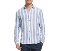 Indicode Hommes Brayden Shirt | Chemise rayée à col boutonné Copen Blue XL