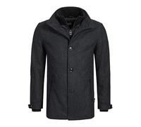 Indicode Hommes Brittany Coat | Manteau court à col montant Charcoal Mix L