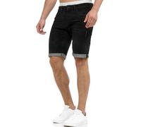 Indicode Hommes Caden Jeans Shorts | Pantalon Court en Jean à 5 Poches Black S