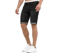 Indicode Hommes Caden Jeans Shorts | Pantalon Court en Jean à 5 Poches Black XL