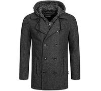 Indicode Hommes Cliff Coat | Manteau court à col montant Black Mix XL