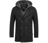 Indicode Hommes Cliff Coat | Manteau court à col montant Black S