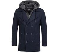 Indicode Hommes Cliff Coat | Manteau court à col montant Navy M