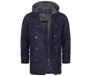 Indicode Hommes Cliff Coat | Manteau court à col montant Navy M