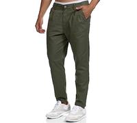 Indicode Hommes Cunningham Pants | Pantalon en Coton et Lin Army XXL