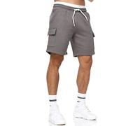 Indicode Hommes Dannie Cargo SweatShorts | Pantalon Court Cargo en Sweat avec Cordon de Serrage Pewter XL