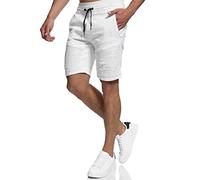 Indicode Hommes Ernest Jeans Shorts | Pantalon Court en Jean avec Poches Offwhite XL