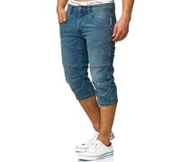 Indicode Hommes Fortune Jeans Shorts | Pantalon Court en Jean 3/4 Blue Wash XXL