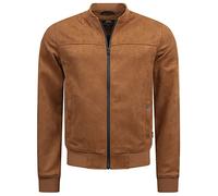 Indicode Hommes Ibon Jacket | Veste en simili cuir suédé Camel XXL