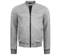 Indicode Hommes Ibon Jacket | Veste en simili cuir suédé Lt grey L