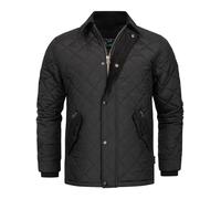 Indicode Hommes INAldos Jacket | Veste matelassée avec col en velours côtelé et matelassage en losanges Black S