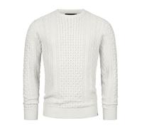 Indicode Hommes INBellin Pullover | Pull à col Rond White Asparagus S