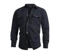 Indicode Hommes INCooplon Jeans Shirt | Chemise en Jean avec 2 Poches Poitrine en 100% Coton Black L