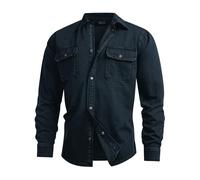 Indicode Hommes INCooplon Jeans Shirt | Chemise en Jean avec 2 Poches Poitrine en 100% Coton Dark Navy XL