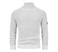 Indicode Hommes INHarlan Knit Sweater | Pull en Maille Fine de Coton à col roulé Ecru Mix S