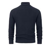 Indicode Hommes INHarlan Knit Sweater | Pull en Maille Fine de Coton à col roulé Navy M