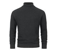 Indicode Hommes INHarlan Knit Sweater | Pull en Maille Fine de Coton à col roulé Raven M