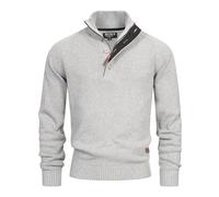 Indicode Hommes INIsalu Pullover | Pull composé à 80% de Coton Lt Grey Mix S