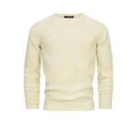 Indicode Hommes INPetri Knit Sweater | Pull en mélange de Coton White Asparagus L
