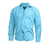 Indicode Hommes INSville Shirt | Chemise d'été en mélange Coton-Lin Alaska Blue S