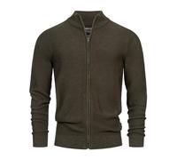 Indicode Hommes INWestmoon Cardigan | Gilet à col Montant Army S