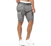 Indicode Hommes Jaramillo Cargo Shorts | Pantalon Court Cargo à 6 Poches en 100% Coton Pewter S