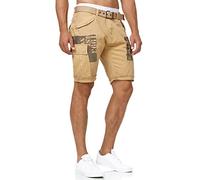 Indicode Hommes Jaramillo Cargo Shorts | Pantalon Court Cargo à 6 Poches en 100% Coton Tan M