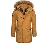 Indicode Hommes Jarl Coat | Parka d'hiver avec capuche amovible en fausse fourrure