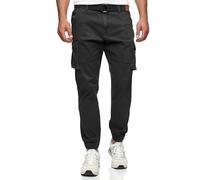 Indicode Hommes Kerr Cargo Pants | Pantalon Cargo 98% Coton avec Ceinture Black XXL