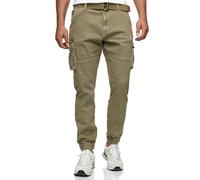 Indicode Hommes Kerr Cargo Pants | Pantalon Cargo 98% Coton avec Ceinture Cornstalk L