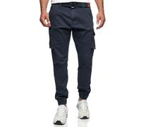 Indicode Hommes Kerr Cargo Pants | Pantalon Cargo 98% Coton avec Ceinture Navy L