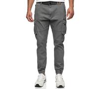 Indicode Hommes Kerr Cargo Pants | Pantalon Cargo 98% Coton avec Ceinture Pewter L