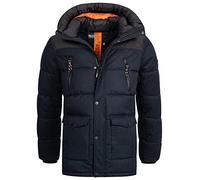Indicode Hommes Krem Winter Jacket | Veste d'hiver à capuche Navy S