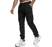 Indicode Hommes Leonard Cargo Pants | Pantalon Cargo en Coton mélangé avec 5 Poches Black XXL