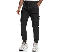 Indicode Hommes Leonard Cargo Pants | Pantalon Cargo en Coton mélangé avec 5 Poches Raven XXL