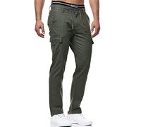 Indicode Hommes Leonardo Cargo Pants | Pantalon Cargo en Lin et Coton Army XL