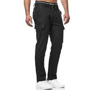Indicode Hommes Leonardo Cargo Pants | Pantalon Cargo en Lin et Coton Black XXL
