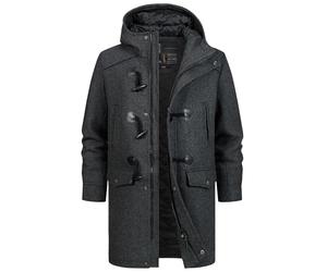 Indicode Hommes Liam Coat | Manteau d'hiver duffle-coat Black Mix S