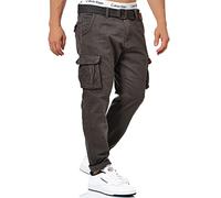 Indicode Hommes Mathen Cargo Pants | Pantalon Cargo composé à 98% de Coton. Ceinture Raven L